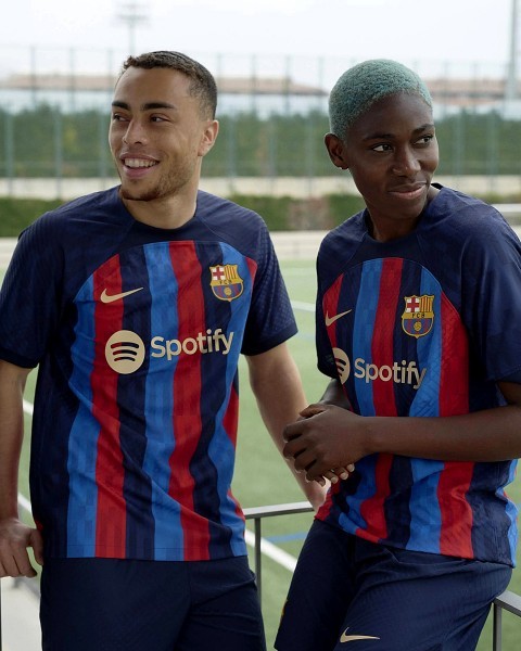 FC Barcelona Dětské Fotbalové Dresy Komplet 2022-23 O. Dembélé 7 Domácí